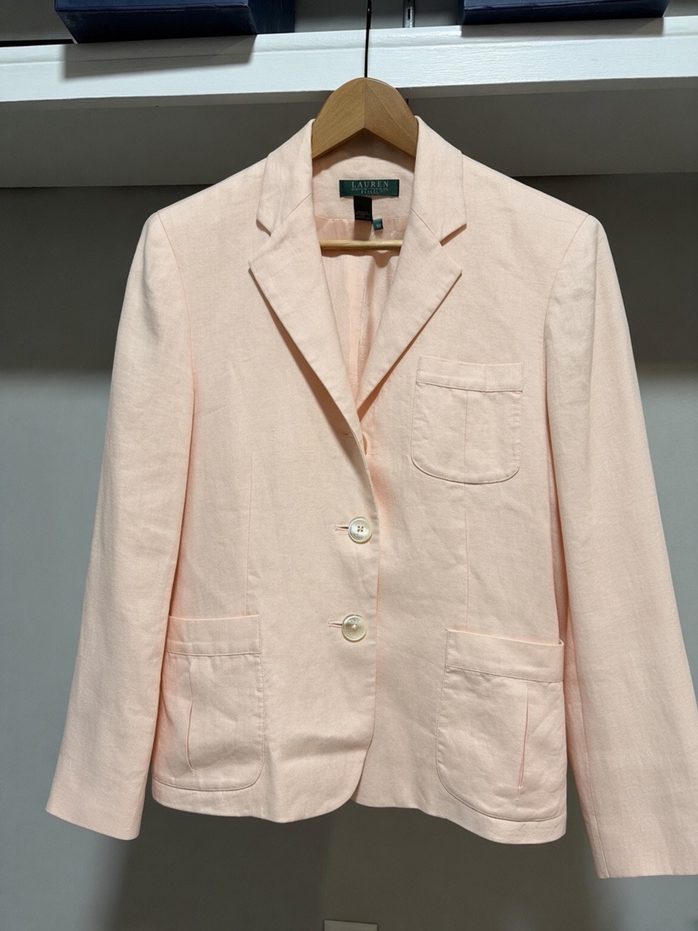 Lauren Ralph Lauren Peach Linen Blazer 12P Petite